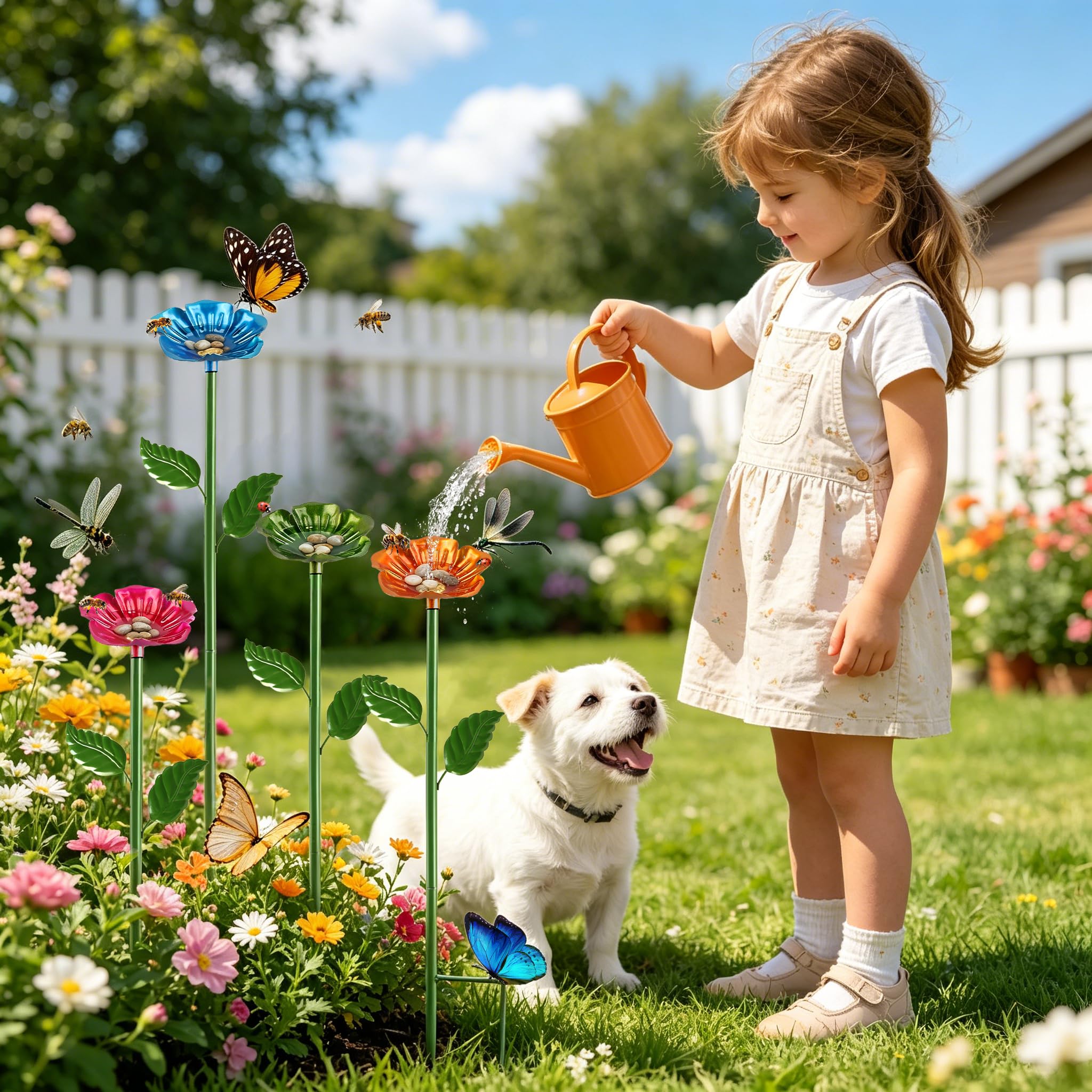 4Pack Cups for Bee, Abreuvoirs pour Abeilles pour le Jardin vaschette in metallo a forma di fiore Coupelles pour Abeilles,pour le Balcon et La cour