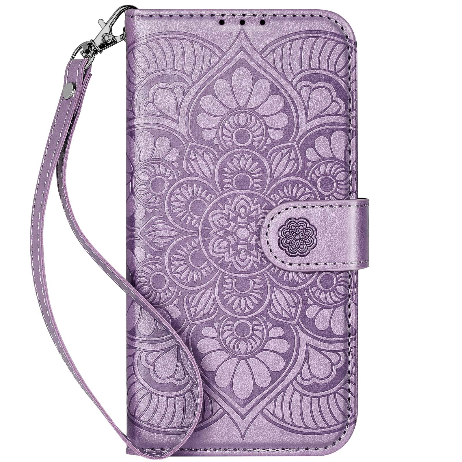 Ateeky iPhone 15 Pro Max Wallet Case,[RFID Blocking] 3 Card Holder Stand with Credit Card Slot PU Leather Magnetic Protective Flip Cover for iPhone 15 Pro Max (Light Purple)