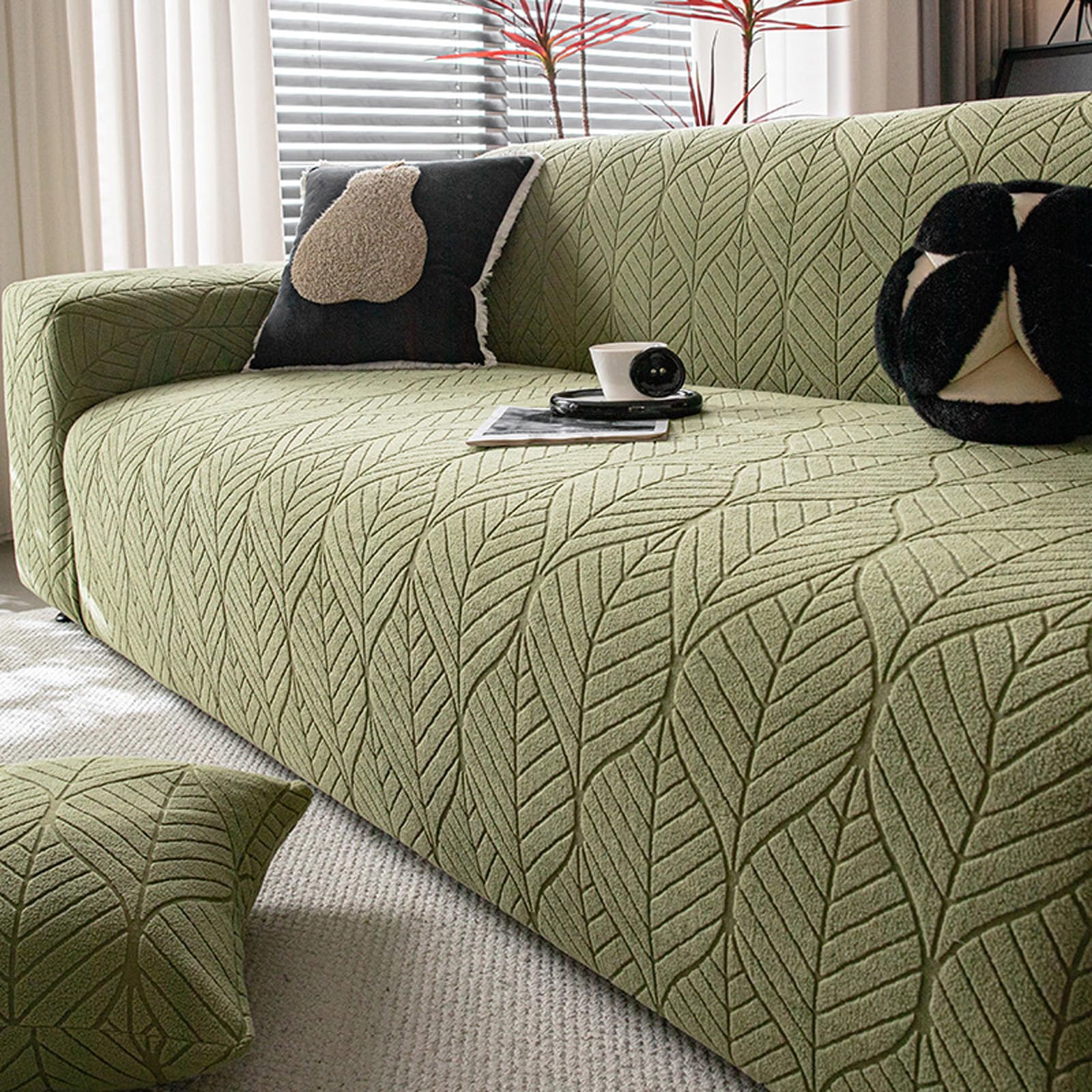 YUJOQUP Stretch Sofa Covers 1 2 3 4 Seater Full Coverage Elastic Couch Slipcover Anti-Slip Settee Protector for Living Room Decor(Size:1 Seater(90cm-140cm),Color:R-Green)
