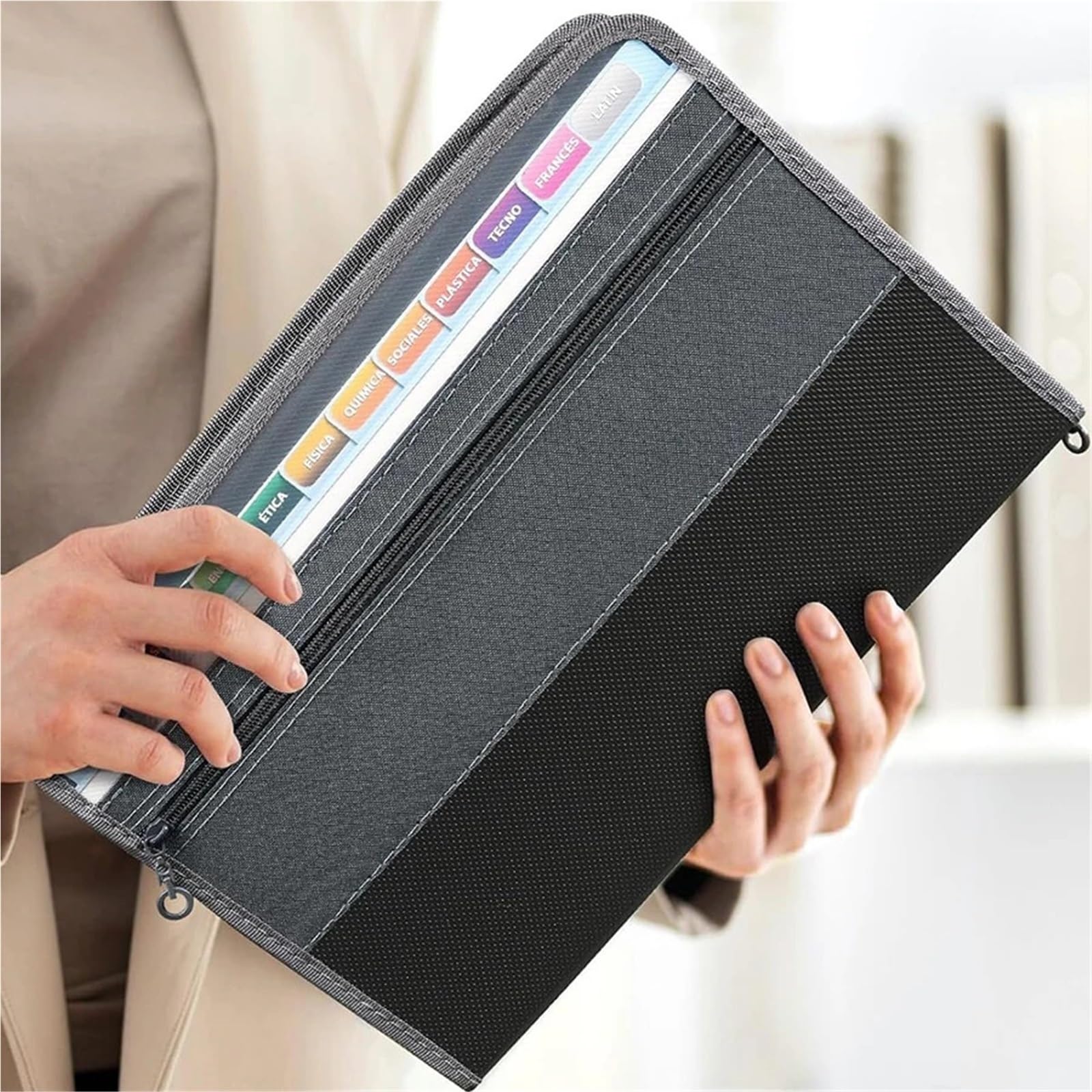 Carpeta con cremallera for documentos A4, acordeón de 13 bolsillos, 2 uds para Archivos