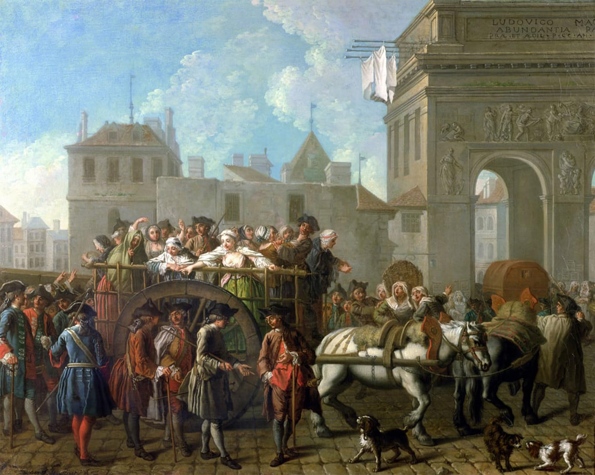 ARTXLXXBN Famous Painting Canvas Artwork Graffiti Print Transport of Prostitutes to the Salpetriere by Étienne Jeaurat Portrait Canvas Image for Home Decor 60x90cm