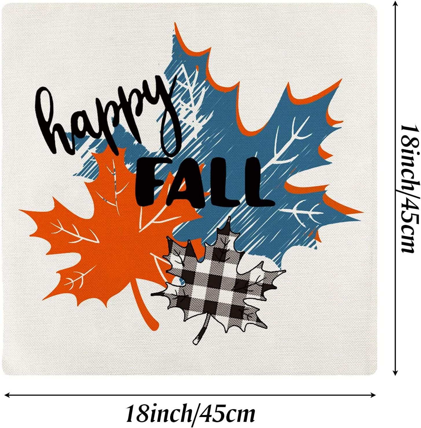 CDWERD Fall Pillow Covers 18x18 Inch Set of 4 Autumn Decorations Throw Pillowcase Maple Buffalo Plaid Pumpkins Linen Cushion Case for Couch and Home Decor