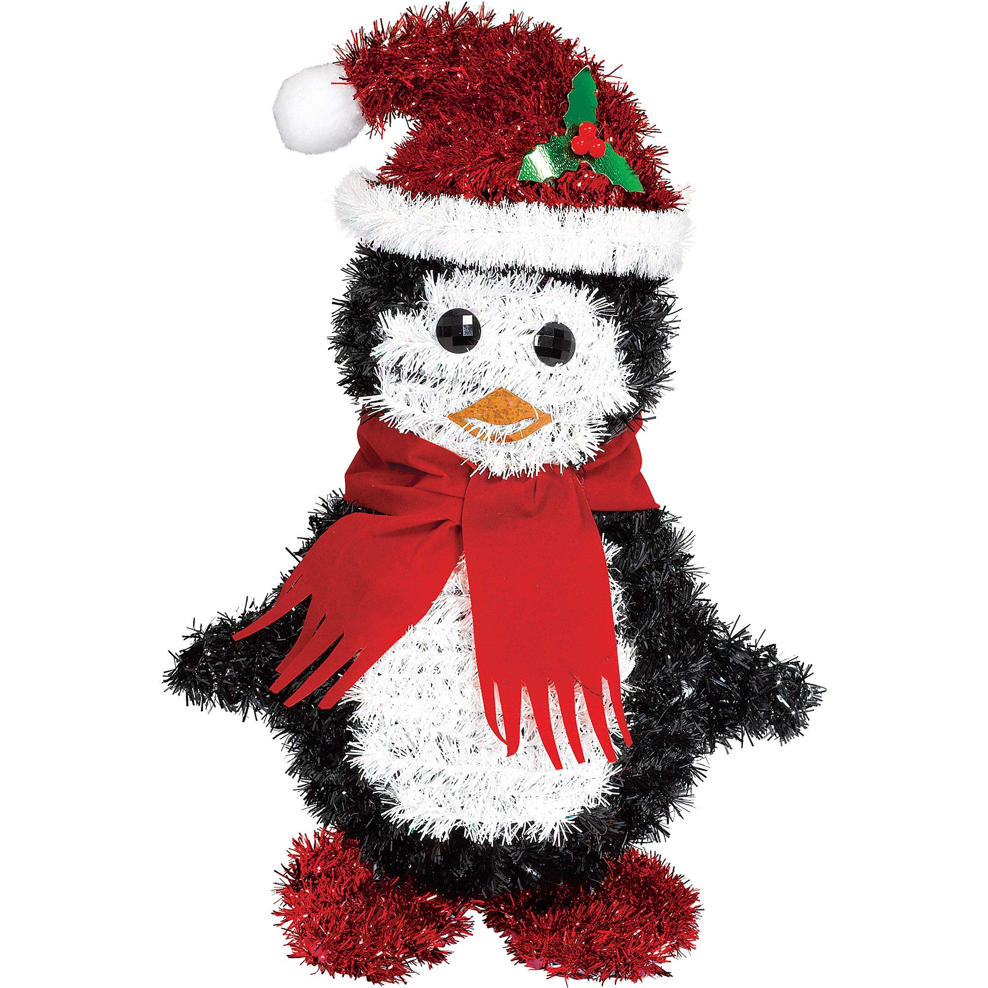 Amscan 242428 - Christmas 3D Standing Tinsel Santa Decoration - 26cm x 15cm, Multicolor, 11.5" H x 8" W