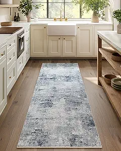 Machine Washable Kitchen Runner Rug: 2'6"x8' Hallway Runner Rug Stain Resistant Abstract Non Slip Floor Rug with Rubber Backing Non Shedding Soft Carpet Runners for Indoor Entryway Bedside Bedroom