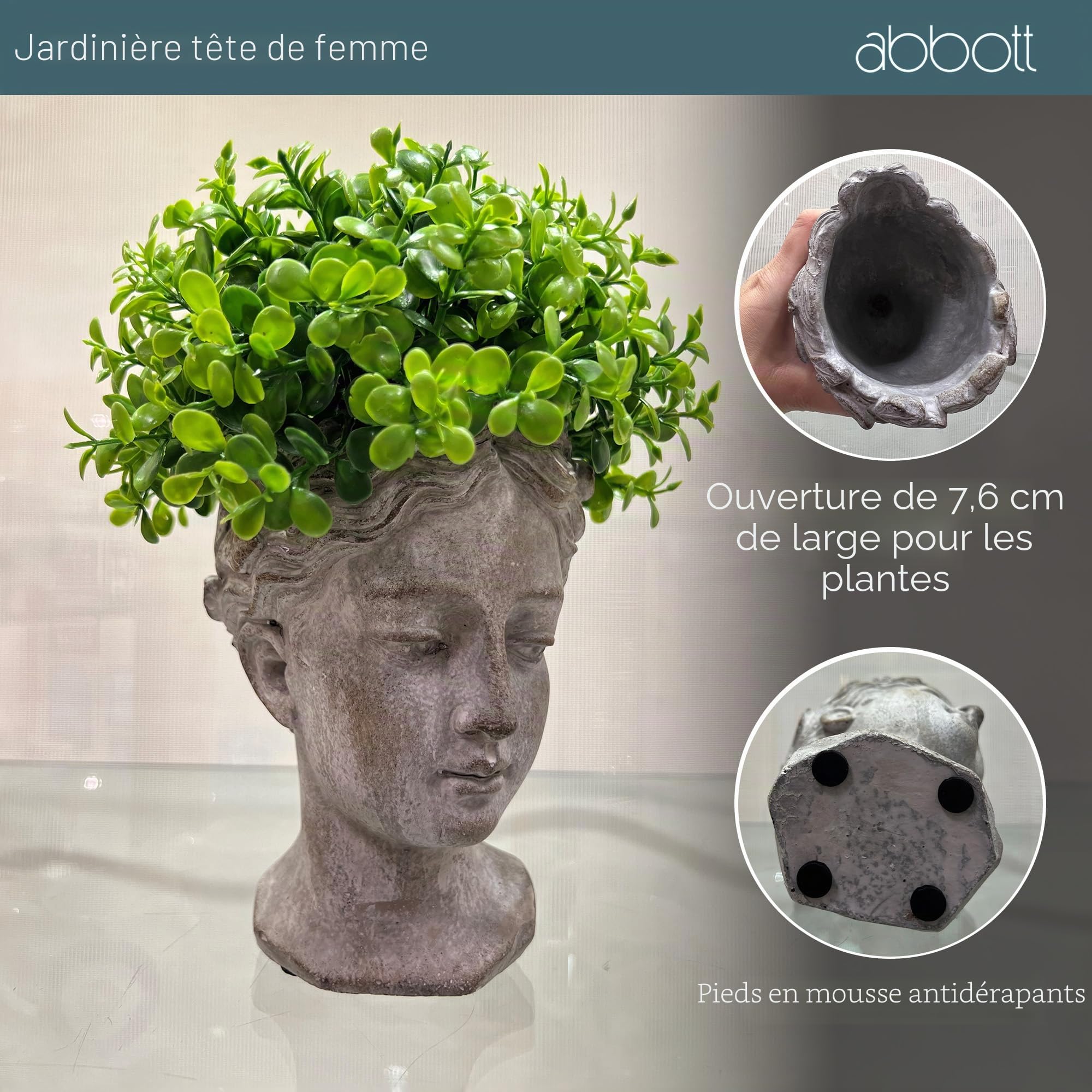 Abbott Collection XS Cache-Pot pour Femme - 16,5 cm de Haut, Ciment, Gris, 16,5 cm de Haut