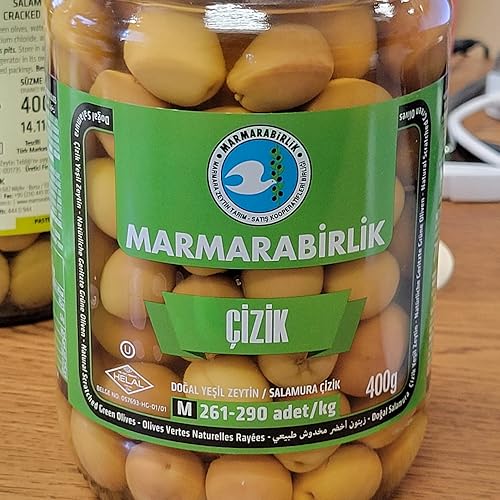 Aceitunas verdes rayadas Marmarabirlik - 0.8lb - Producto de Turquía