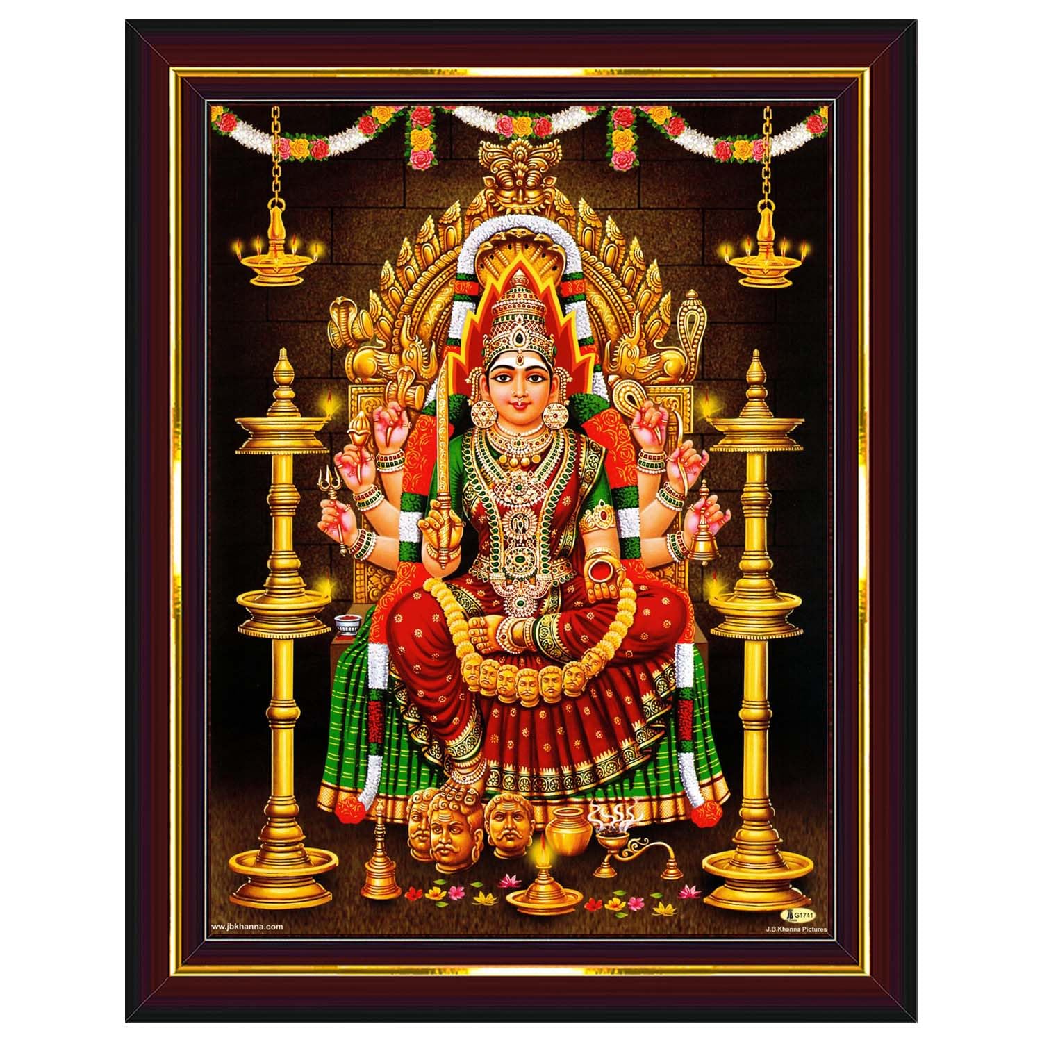 Samayapuram Mariamman Mariyamman Mariamma Wall Painting Framed Home Decor (Wood,Matte,Brown,Big Size,10 x 12 Inch) B257M-image-37