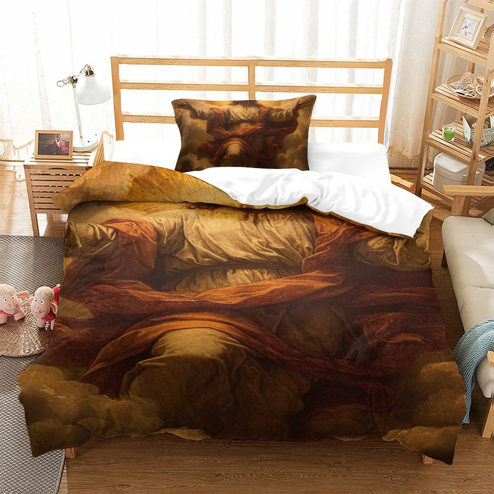 Housse de couette Jésus 3D imprimé 135x200 lit simple taie d'oreiller fermeture éclair chambre