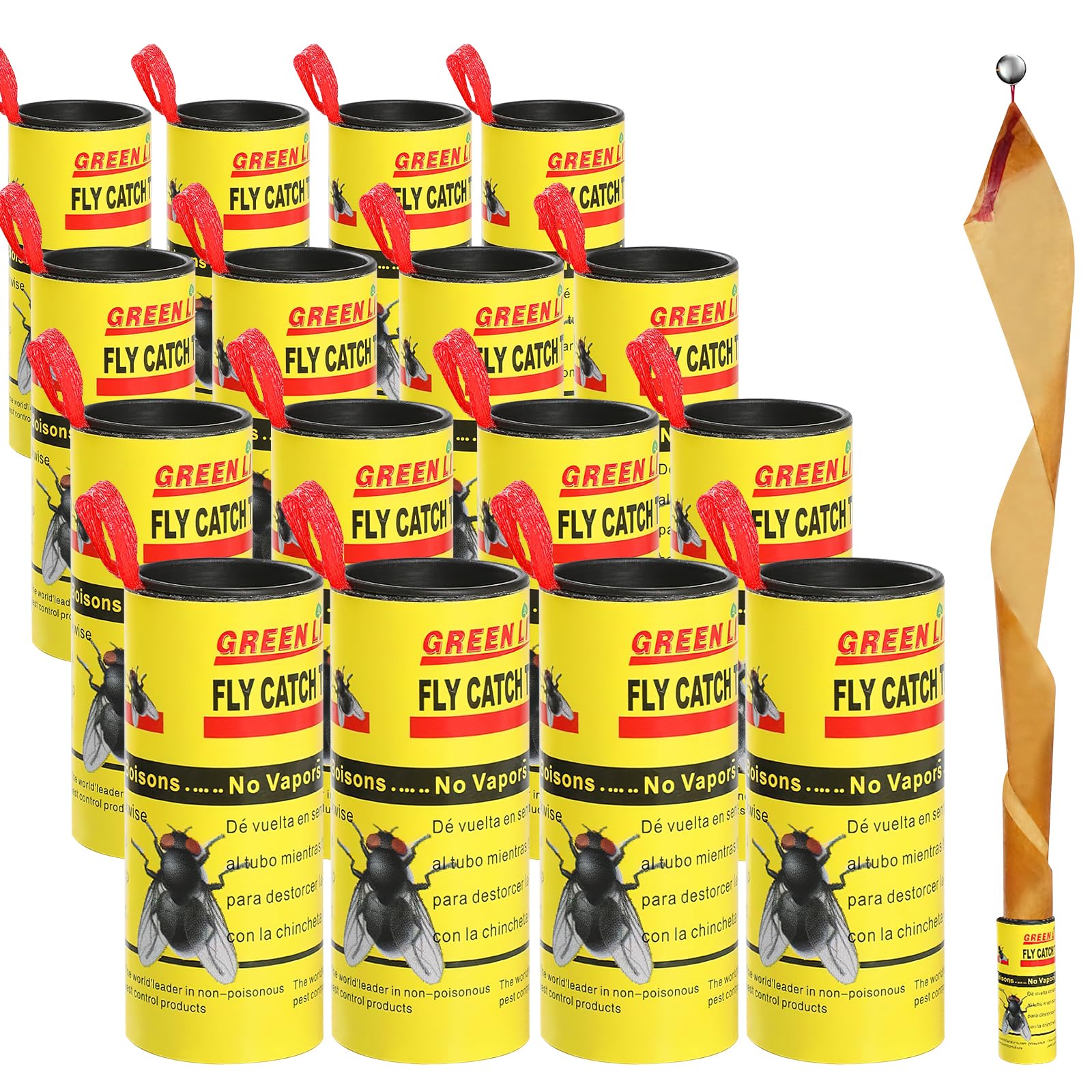 Ruban Attrape-mouches Collant - Lot De 16 Pièces - Pour Cuisine, Jardin, Intérieur/extérieur - Non Toxique