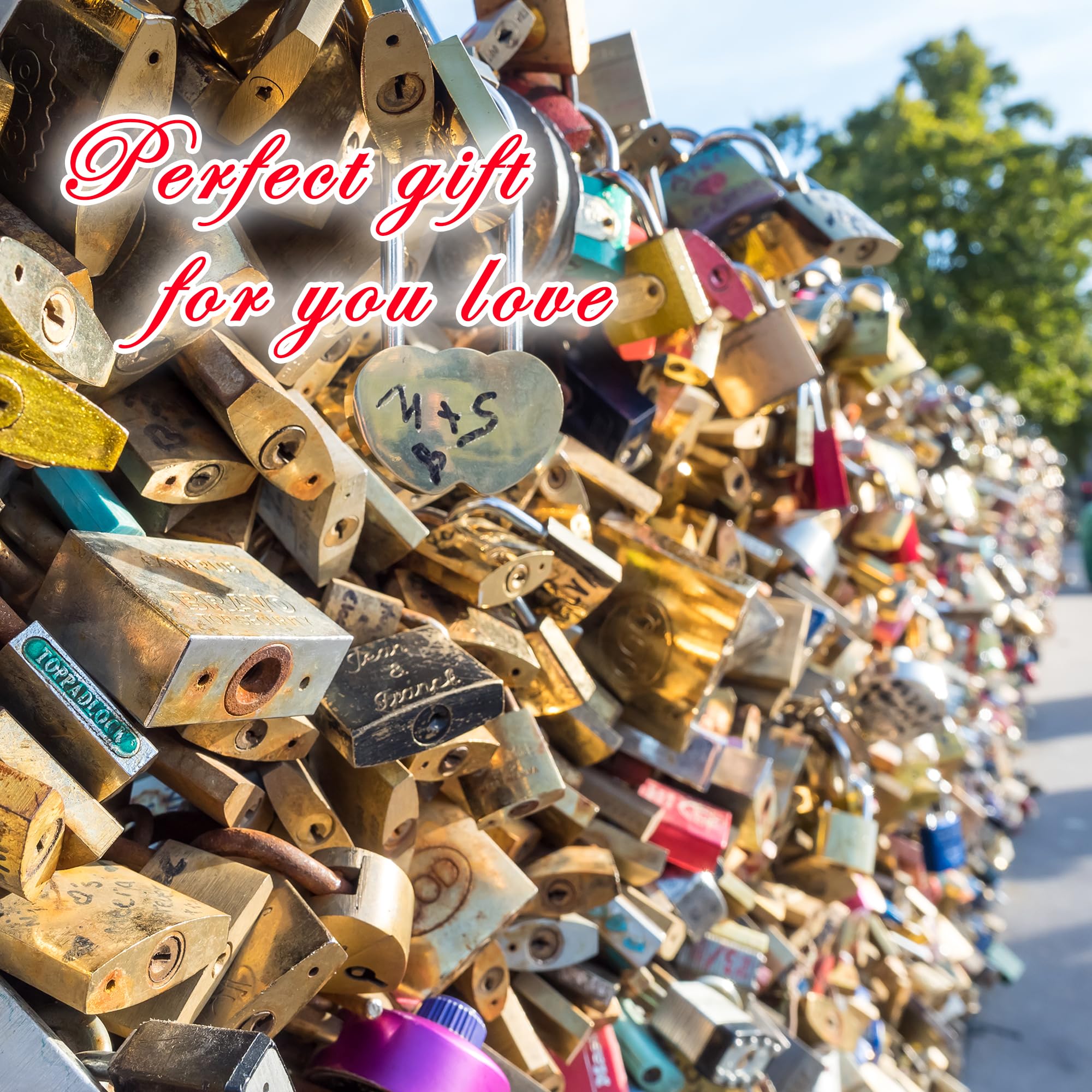 Engraved Heart Love Lock With Key - Travel Bridge Love Locks For Honeymoon, Wedding Anniversary, Gift For Wife, Paris Love Lock Bridge - View #8