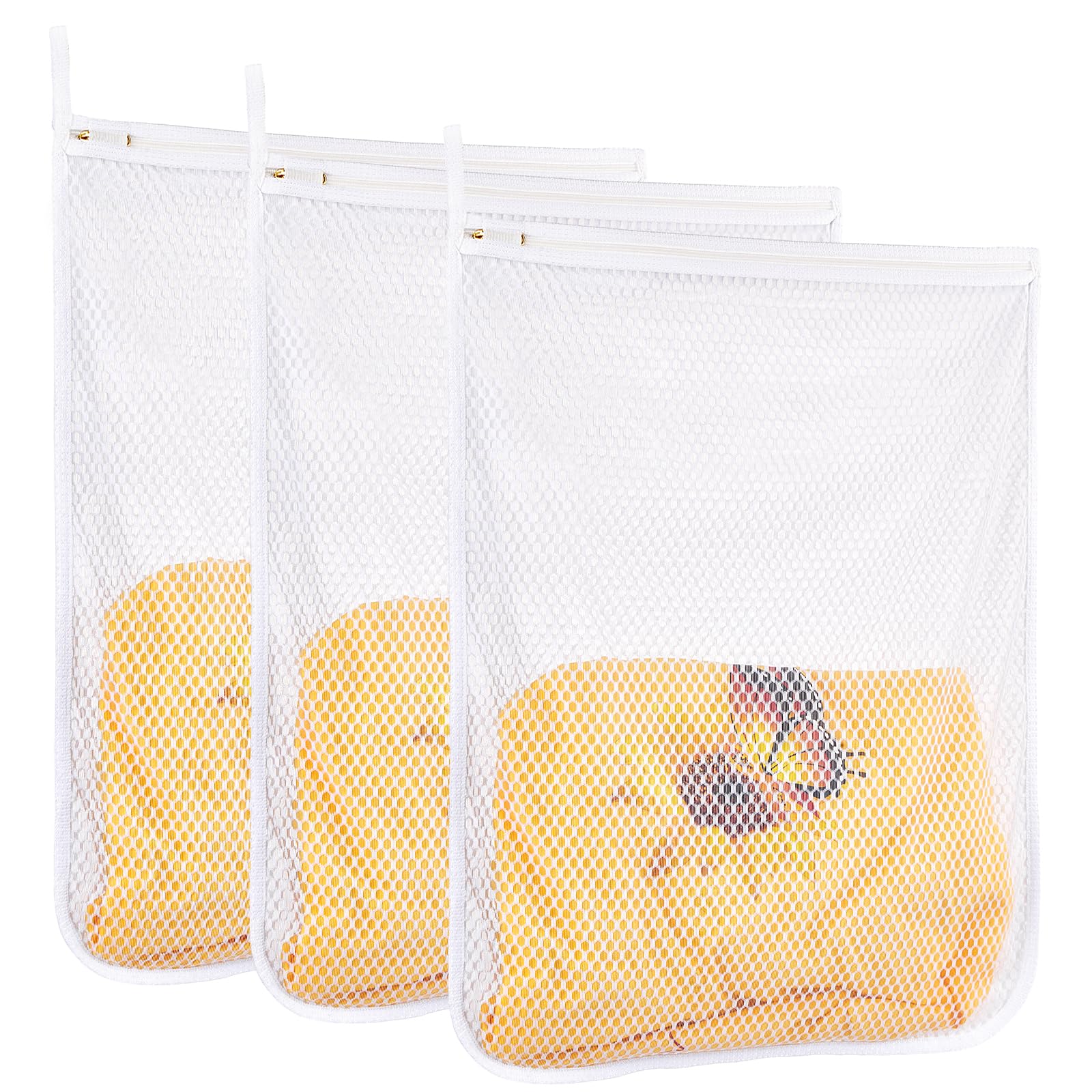 3 pcs Durable Honeycomb Mesh Laundry Bags for Delicates 16" x 19" (3 Large)