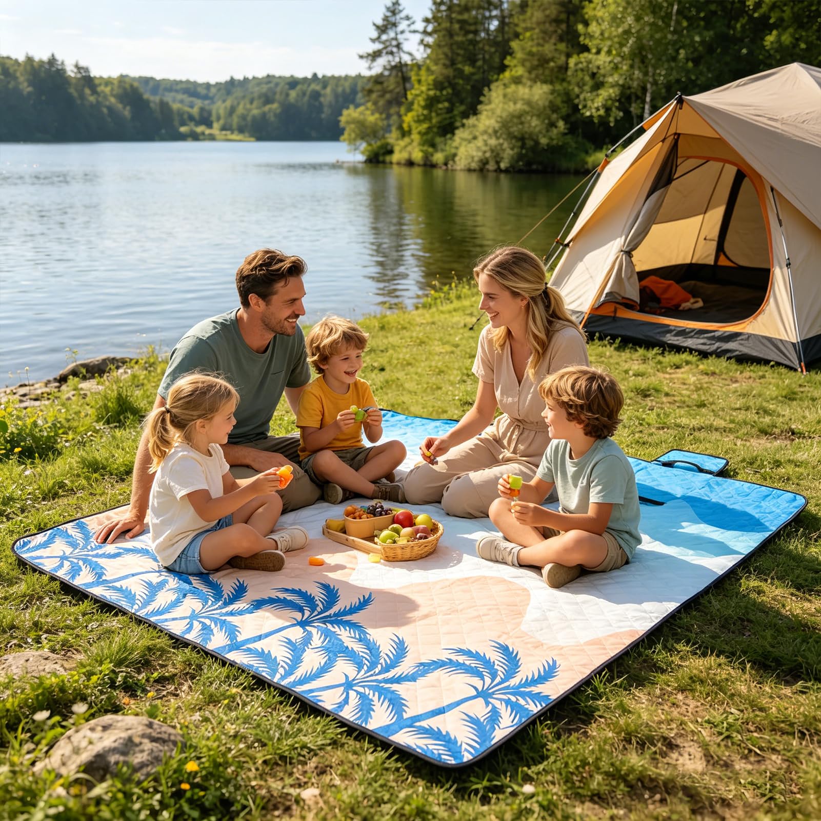 Manta de picnic 200 x 200 cm – Manta de playa XXL, impermeable y aislada, manta de camping, transpirable y suave, esterilla de picnic y playa para camping, playa y picnic