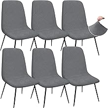 Granbest Jacquard Thickened Elastic Dining Chair Covers, Low Back Chair Cover for Hotel, Banquet, Wedding, Party Decoration (Set of 6, Grey)