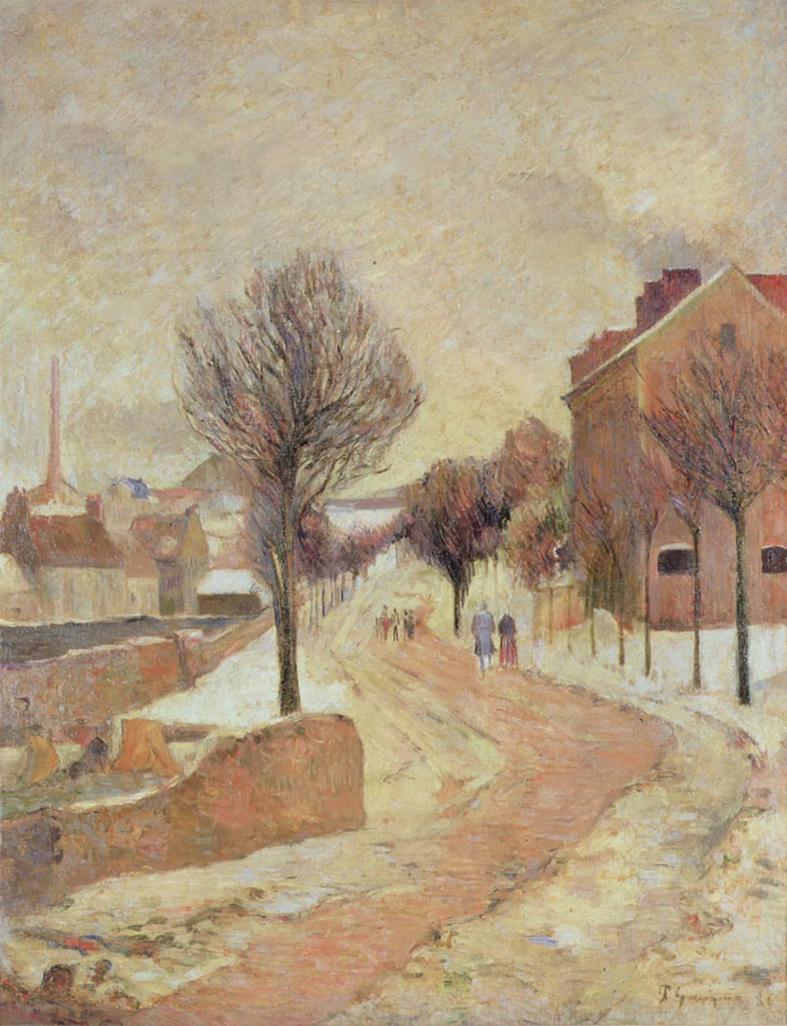 ARTXLXXBN Famous Painting Canvas Artwork Graffiti Print Suburb Under Snow by Paul Gauguin Portrait Canvas Image for Home Decor 60x90cm