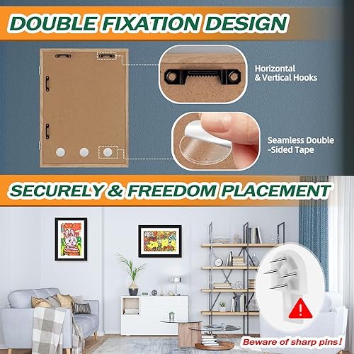 Miniatura 5 de IMMERROT Paquete de 4 marcos de arte para niños de 8.5 x 11 pulgadas, marco abatible para exhibición de imágenes, almacenamiento de proyectos de