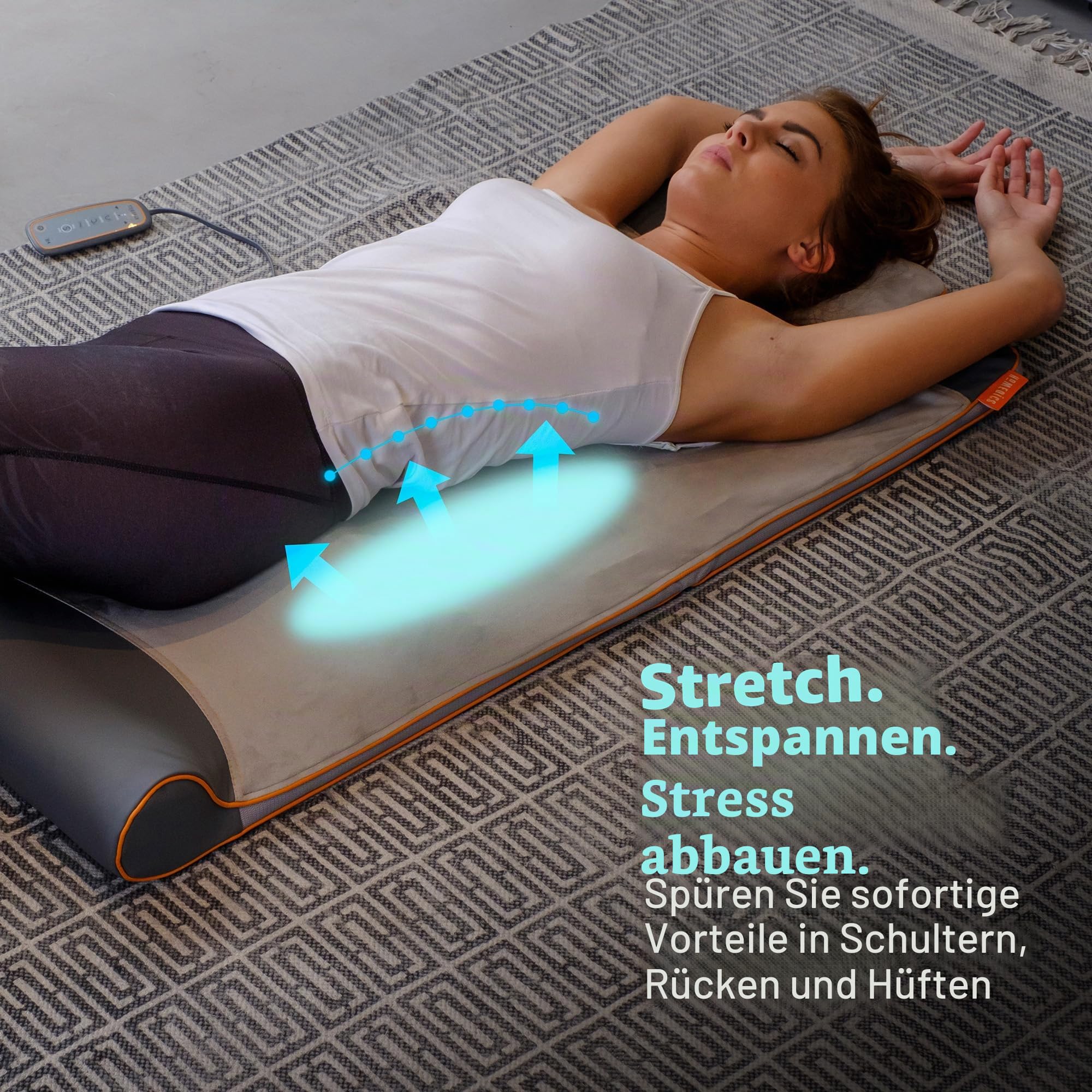 Homedics Stretch Stretchingmatte inspiriert durch Yoga, Yogamatte Gymnastikmatte Fitnessmatte mit 7 Luftkammern für Fitness und Entspannung, Dehnung der Muskulatur und Verbesserung der Beweglichkeit