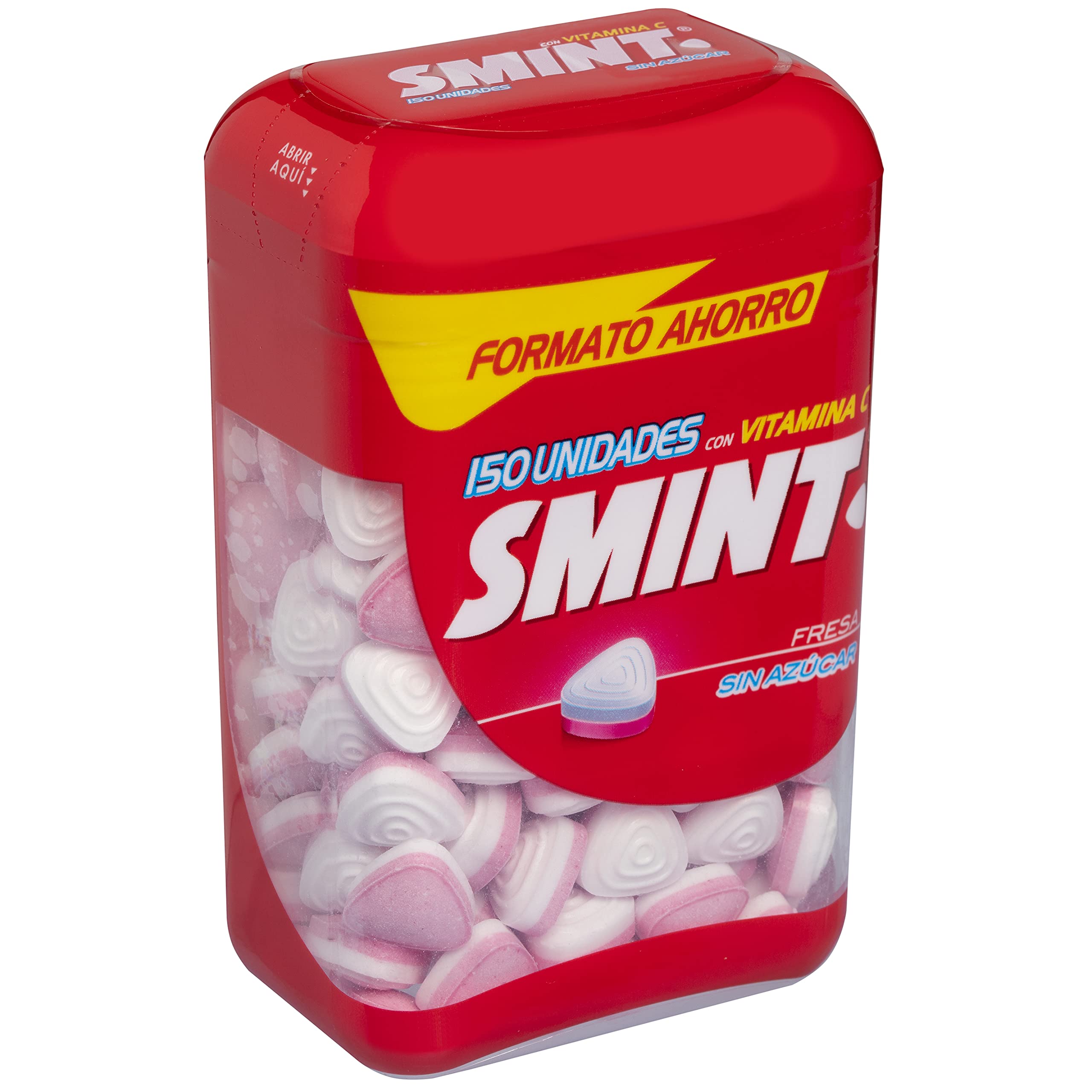 Smint Bote Ahorro Fresa, Caramelo Comprimido Sin Azúcar - 8 unidades de 150 comprimidos (Total 840 gr.)