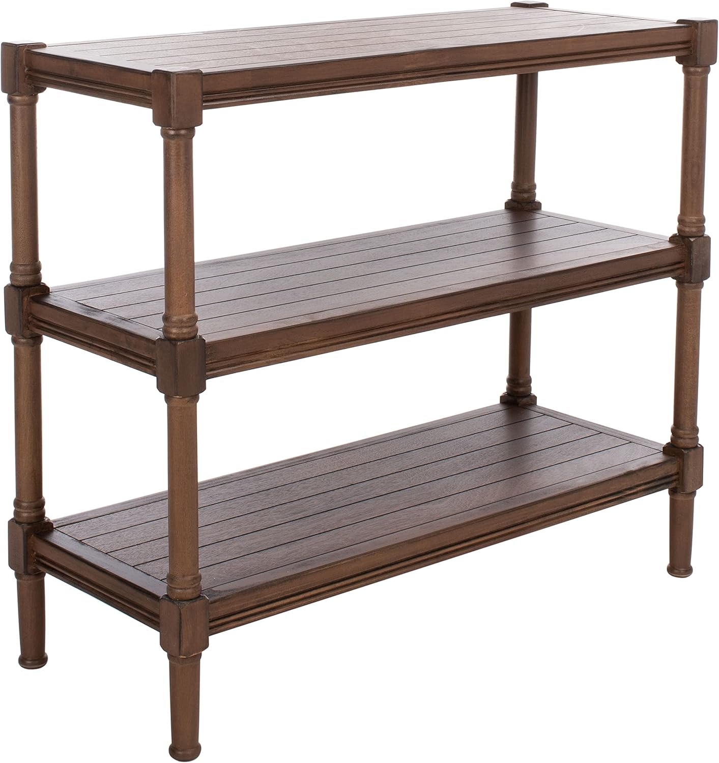 Brown Wood Hallway Table with Spindle Legs and Storage
