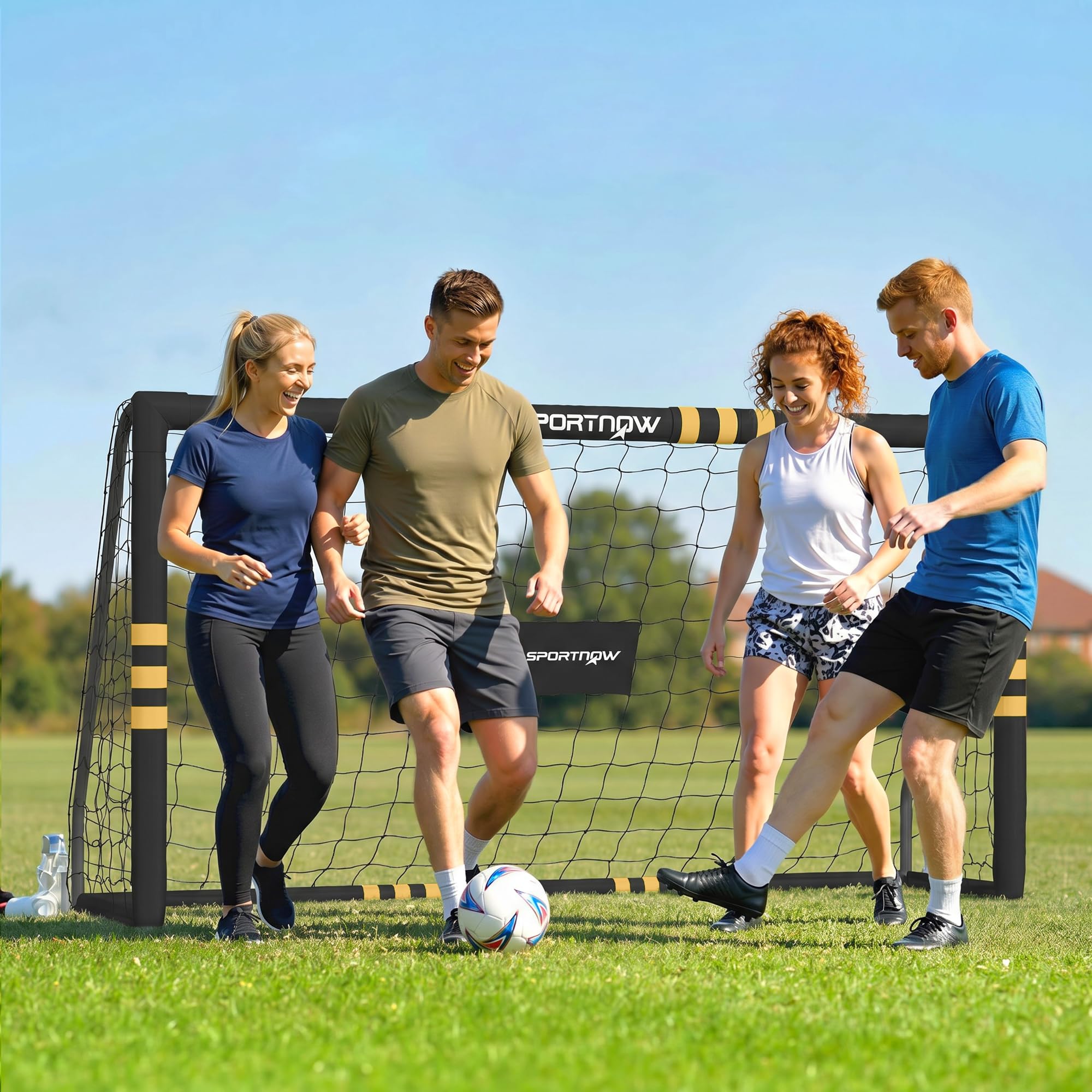 SPORTNOW Portería fútbol 6 x 4ft Red fútbol portátil con estacas Tierra