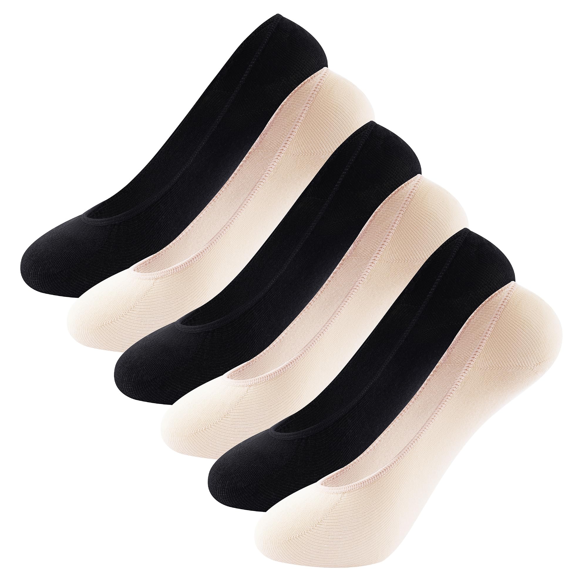 The Essentials Wardrobe 6PK Ladies Invisible Socks - UK 4-8/EU 37-42 - Assorted