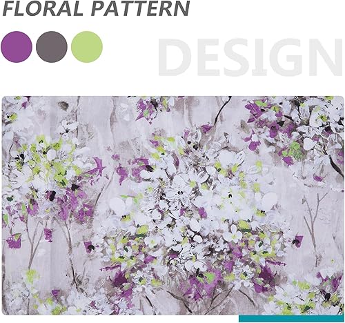 Miniatura 3 de MYSKY HOME Cortinas moradas de 90 pulgadas de largo, 2 paneles de cortinas para sala de estar, cortinas de flores y hojas semiopacas para