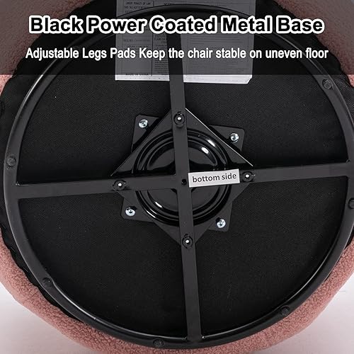 Miniatura 46 de HomVent Silla giratoria con tapizado de peluche, silla redonda con base de metal, sillón giratorio de 360 grados, sillón tapizado para ocio, sala de