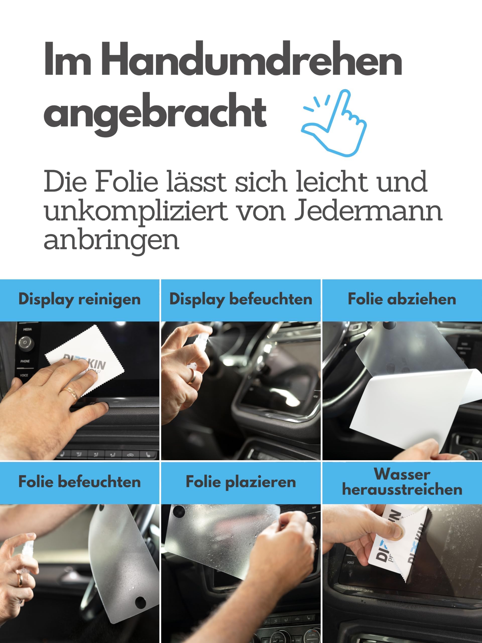 DISSKIN® Displayschutzfolie kompatibel mit versch. Audi Modellen, selbstheilend durch Wärme, Matt, antibakterielle Beschichtung, Anti-Fingerabdruck (Kompatibel zu Q7 / SQ7)