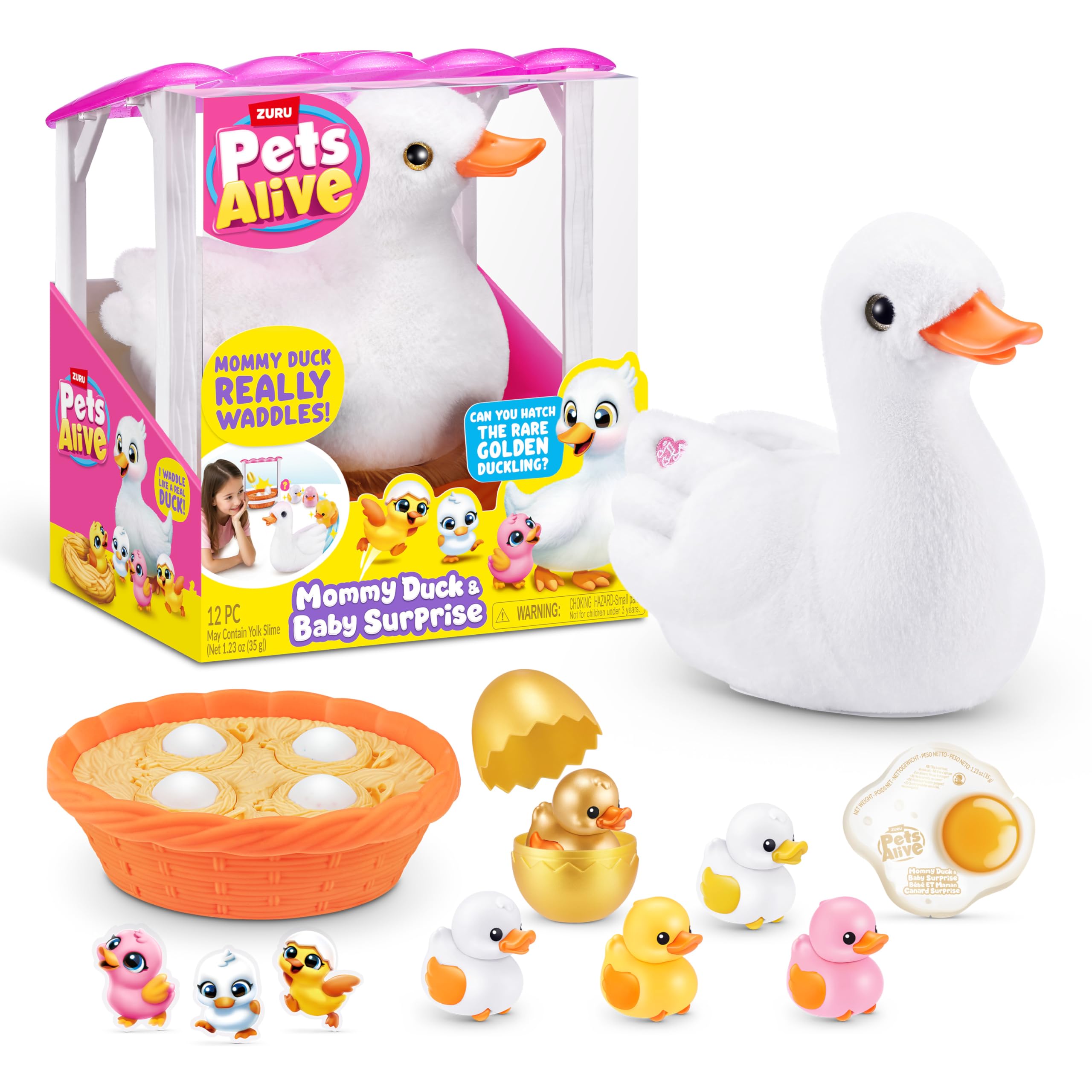 Pets AliveMommy Duck & Baby Surprise by ZURU Nurturing Play Surprise Hatching Interactive Girls' Toy.