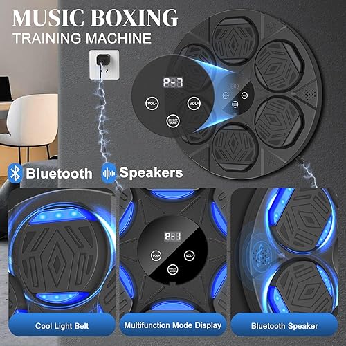 Miniatura 4 de Máquina de boxeo musical mejorada 2025 para adultos y niños, 5.0 inteligente Bluetooth Boxeo máquina de boxeo con guantes de boxeo, máquina de boxeo