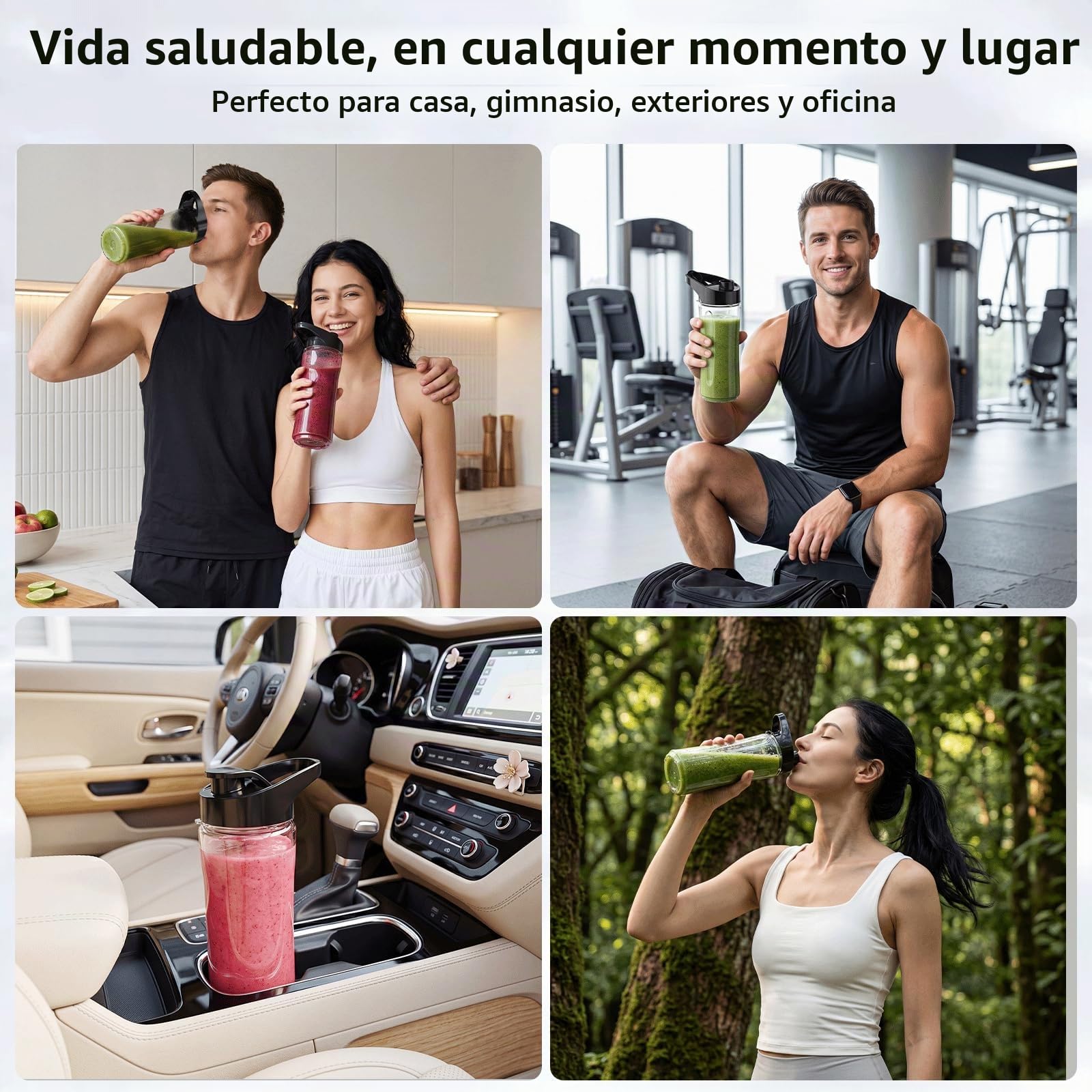 COKUNST Batidora de pie para Zumos y Batidos, Licuadoras Eléctrica, 2 tazas | 900W de Potencia, 570ml de Capacidad, con Contenedor de Café en Grano, Libre de BPA, Tapa Antigoteo, Base Antideslizante