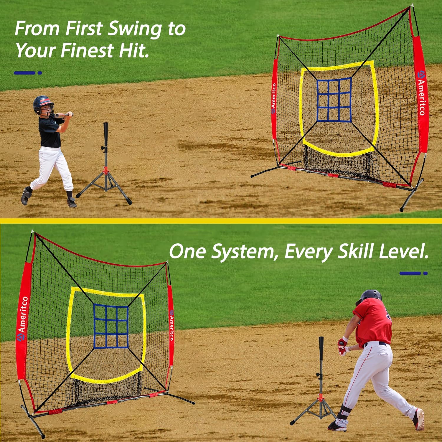 Baseball Net，7x7ft Baseball Practice Net with Tee and Target, Large Pocket Sports net for Hitting/Batting/Pitching/Throwing,Scratch Resistant Base,Indoor/Outdoor Versatile Use for All Levels image 7 of 7 B0FHCXQVNY