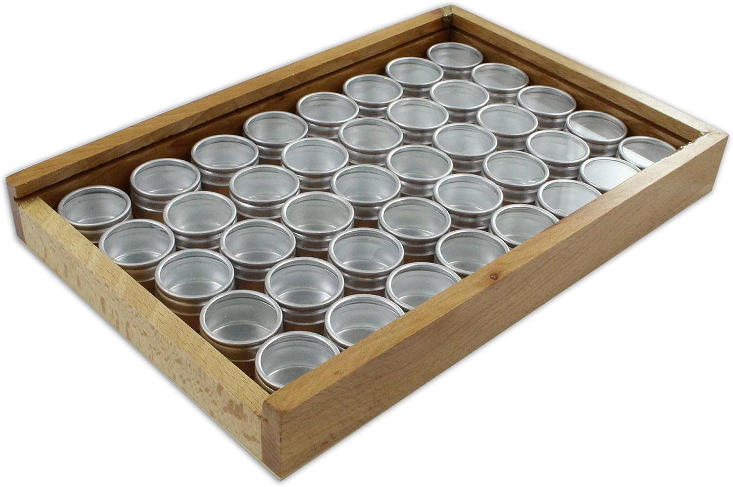 Jewellers Tools Storage Box Watch Beads Gem Container Wooden Silver