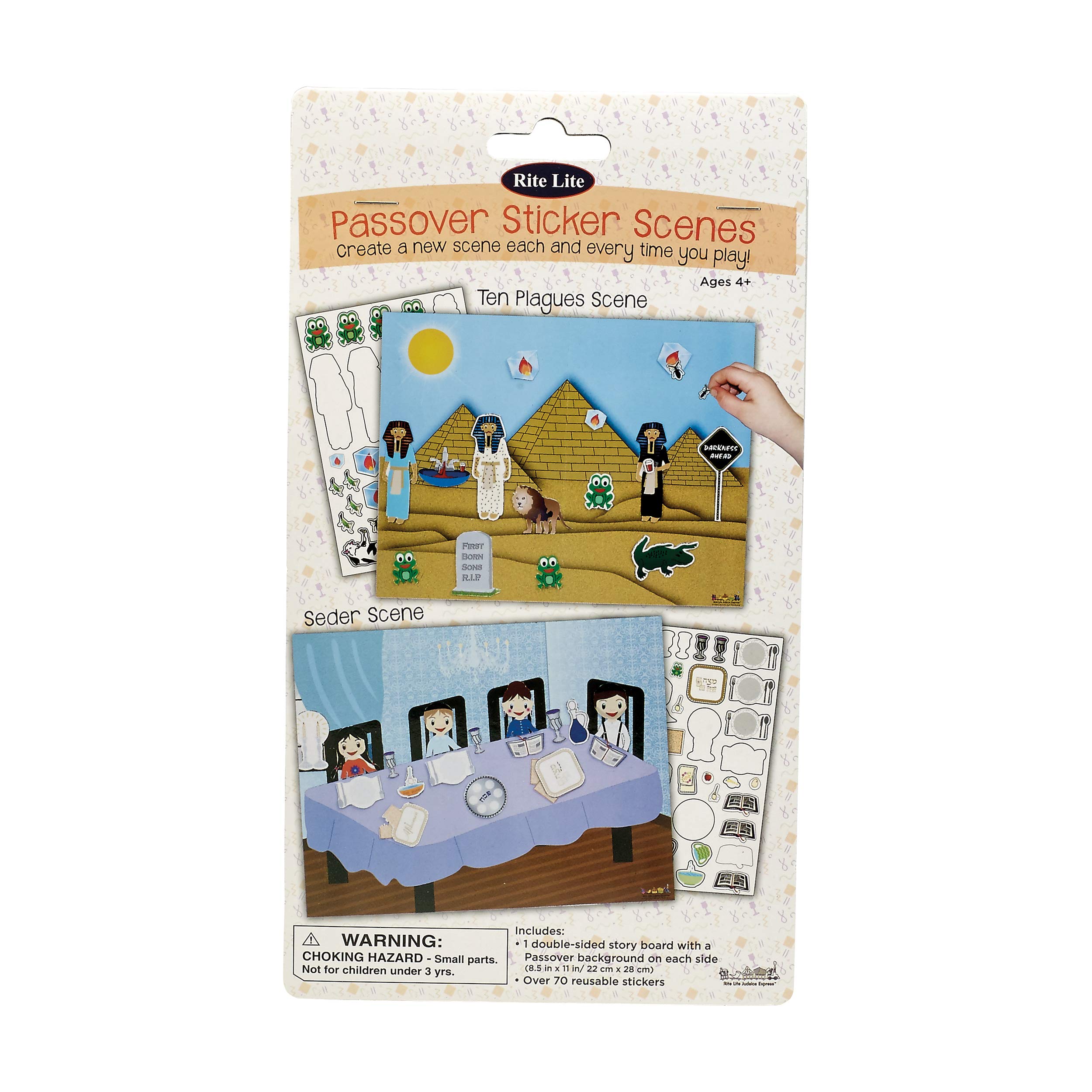 Rite Lite Passover Stickers Scene Set - Pesach Seder Arts & Crafts Jewish Holiday Party Favors Frog Kiddush Cup Seder Plate Plague Decorations & More - DIY Goodie Bag Rewards Passover Gifts for Kids