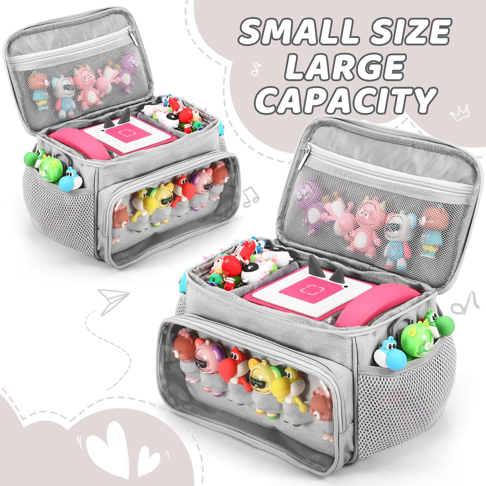 PISOSN Portable Carrying Case Compatible with Toniebox Starter Set and Tonies Figurines, Carrying Bag for Toniebox Accessories (Gray)