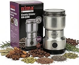 SANGCON Electric Grinder for Coffee Beans & Dry Spice Grinding | Portable Grinders with 4-Leaf Stainless Steel Blades | 300ML Lid Capacity | Safety Interlock | Mini Grinder Machine for Kitchen