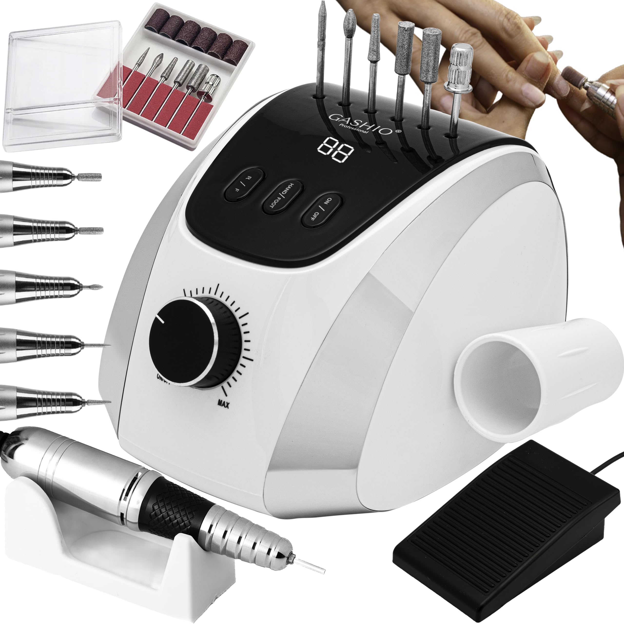 Fresa per unghie in gel | Nail Drill 65 W | Lima elettrica | Manicure Pedicure Set elettrico | Fresa per unghie con cavo | Fresa per unghie con pedale | Macchina per unghie | 35,000 giri/min