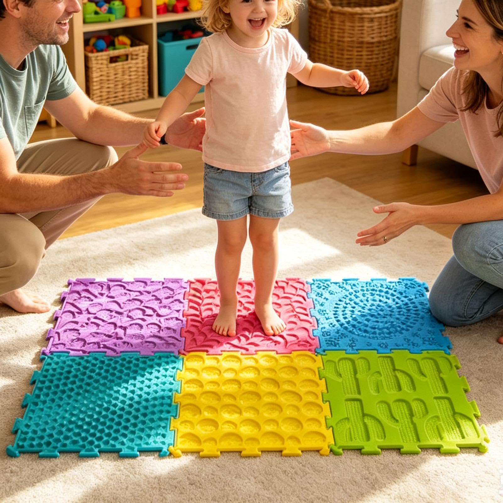 Sensorikmatten Strukturierte Weiche Anti-Rutsch Silikon Puzzle Spielpads | Sensorische Boden-Puzzle-Platten Für Kinder Und Mädchen Zuhause Innenbereich Schlafzimmer Kindergarten