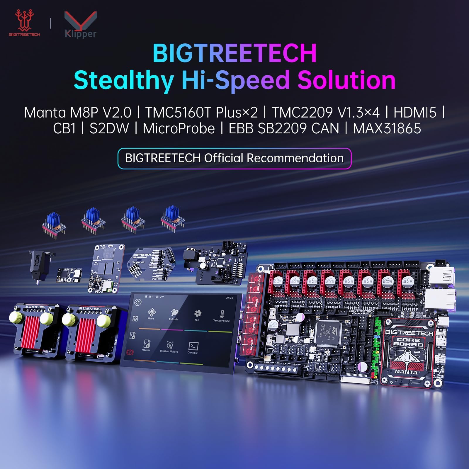 BIGTREETECH Manta M8P V2.0 Integrated Control Board 32Bit Running Klipper with CB1, High Speed 3D Printer Silent Motherboard, Compatible TMC5160T Plus,TMC5160,TMC2209,TMC2240 Stepper Driver