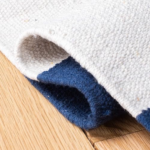 Miniatura 5 de Safavieh colección Montauk MTK712A, tapete de algodón tejido a mano color amarillo y marfil., Algodón, Azul marino marfil