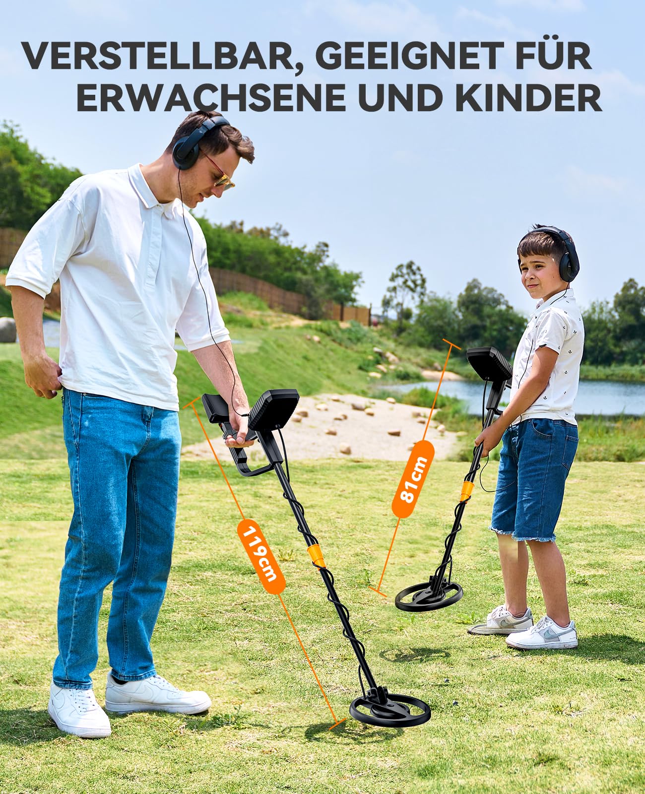 SUNPOW Détecteur de Métaux Étanche pour Adultes et Enfants, Grand Écran LCD, Détection Fiable Anti-Interférence, 4 Modes, Bobine de Recherche IP68