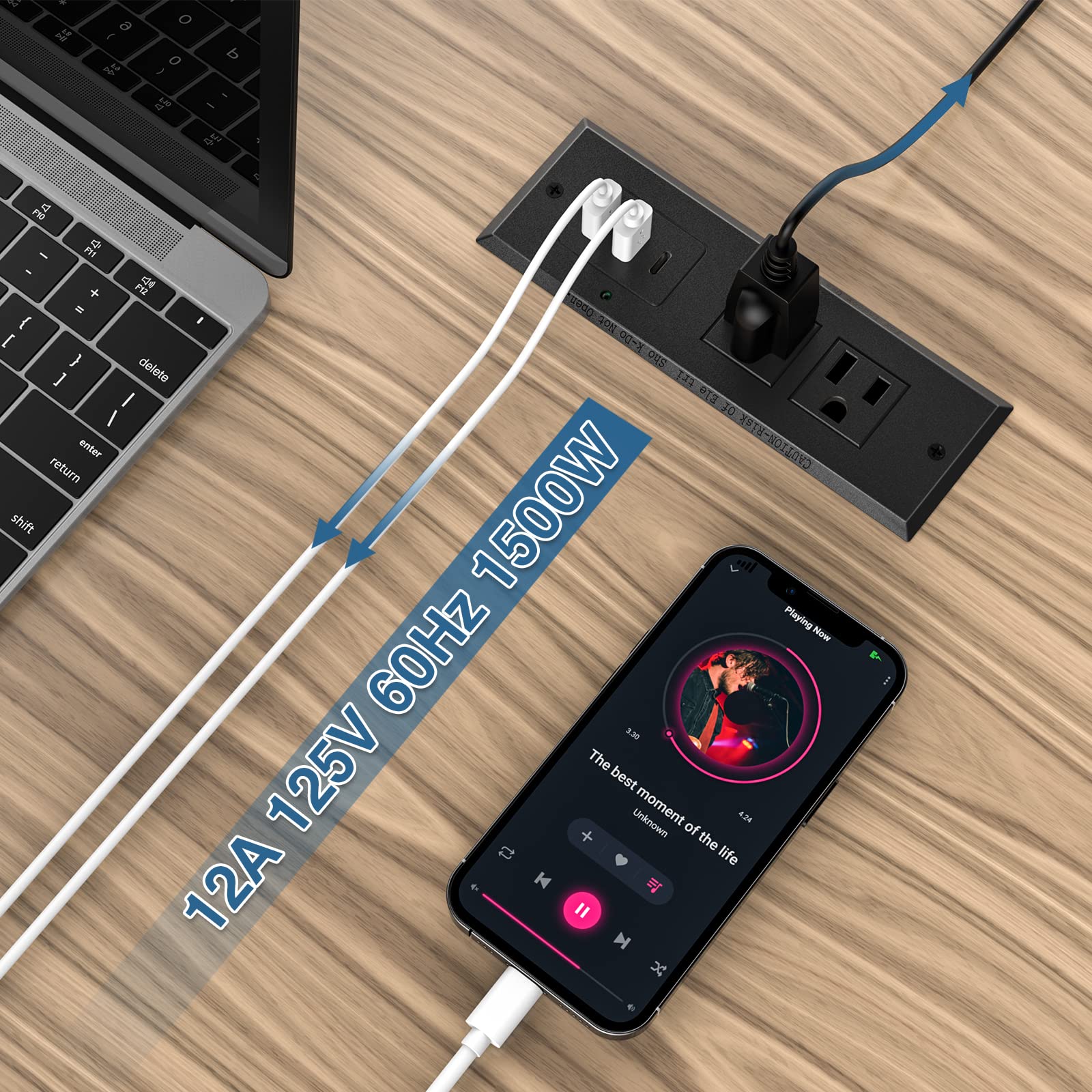 Regleta Enchufes Con USB, Ladrón Enchufes Con Interruptor 5 Tomas, Enchufe Multiple Proteccion Sobretensionm 2m Cable