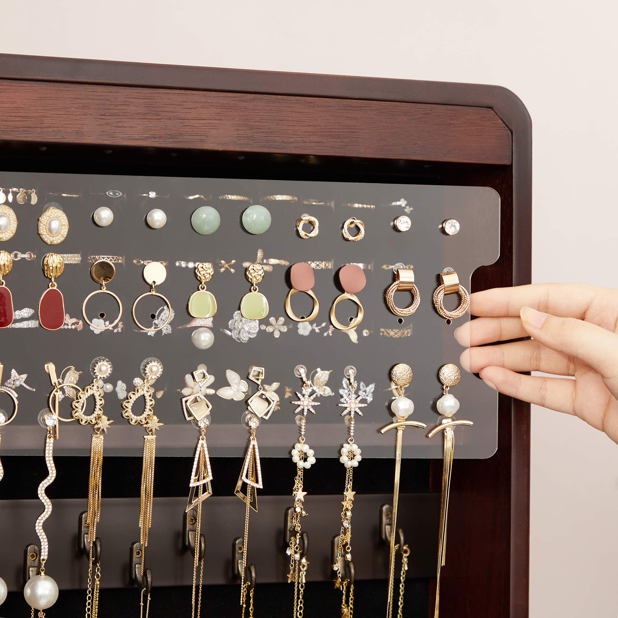 SONGMICS 8 LEDs Jewelry Armoire with Beveled Edge Mirror