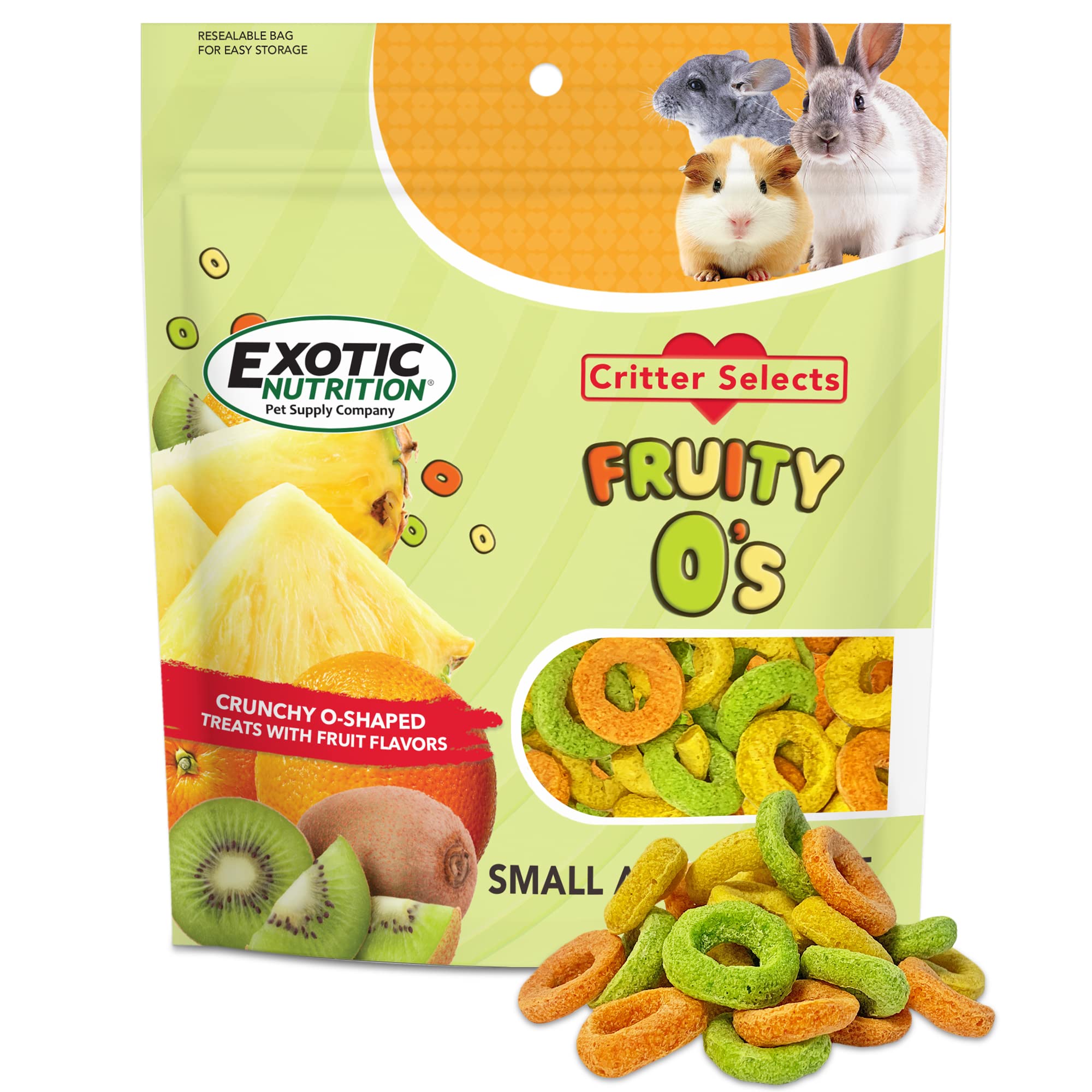 Exotic Nutrition Fruity O's 3lb - Colorful Fruity Treat for Sugar Gliders, Degus, Chinchillas, and Other Small Pets