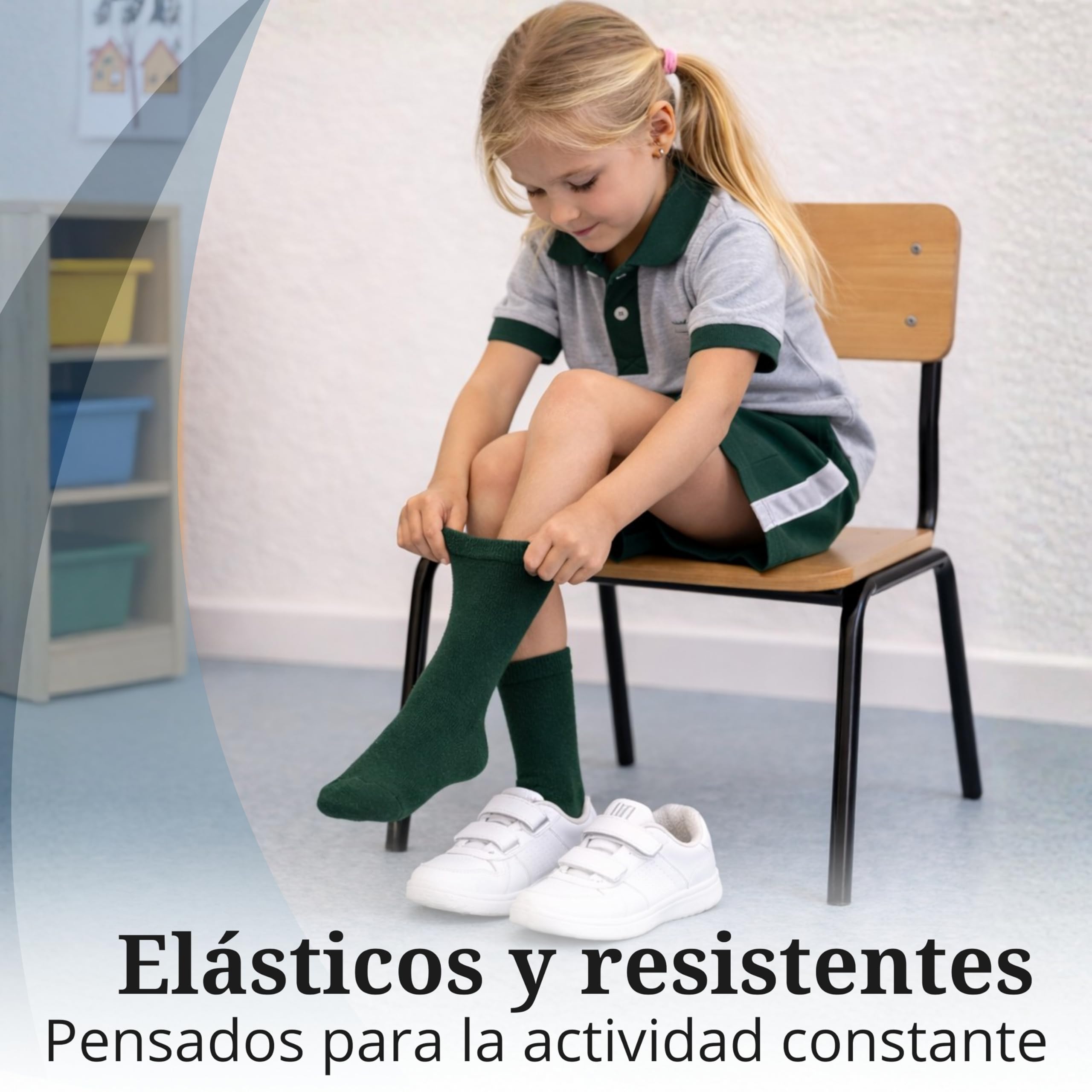 bisoo SET de 5 Pares de Calcetines Escolares de Algodon con Certificado Oeko-Tex para Uniforme Colegio - Elige tu Talla y Color — view 3