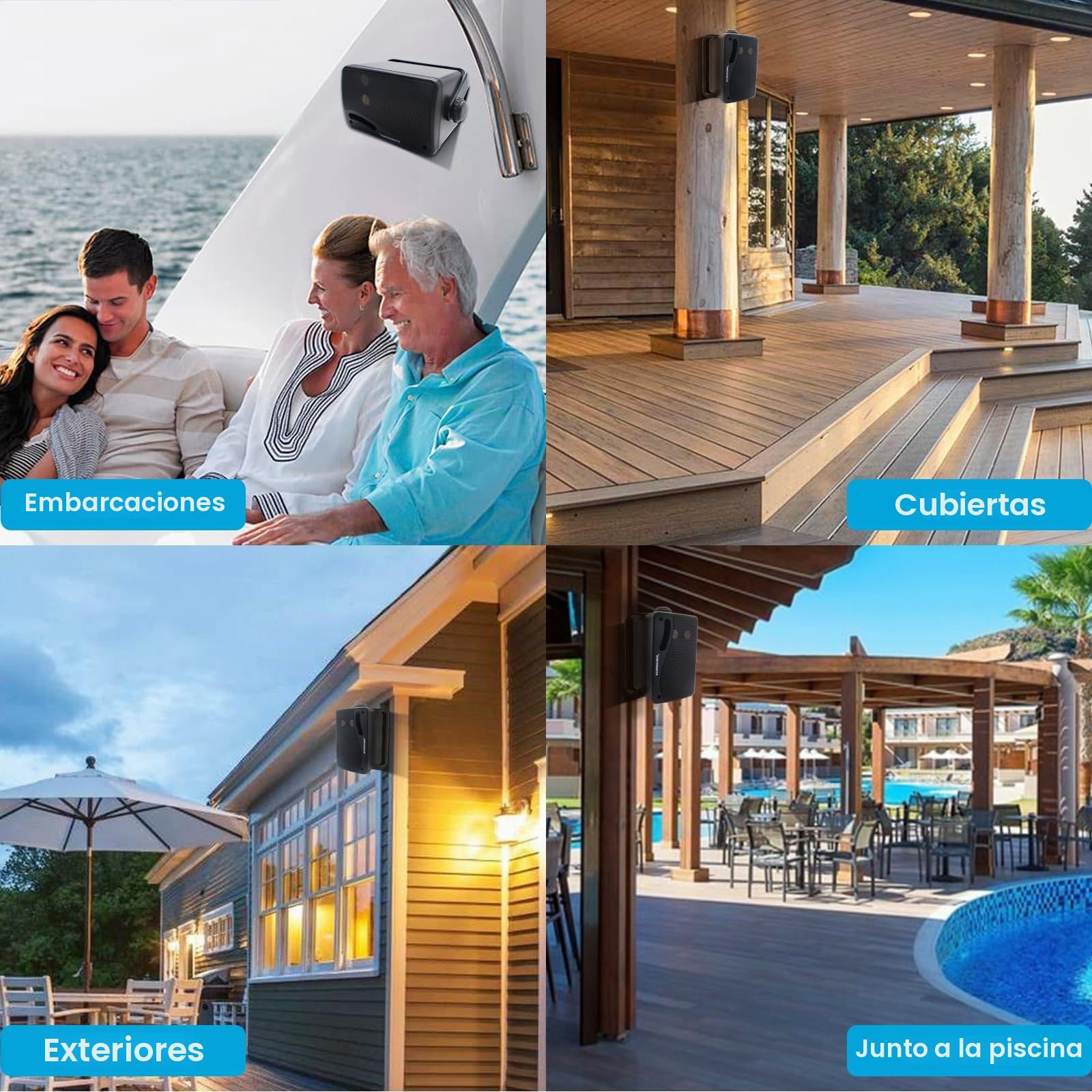 STUDIOFINIX Altavoces pasivos para Exteriores con Cable, Impermeables, 3.5 Pulgadas, 3 vías, 200 W, Altavoces Marinos y de Montaje en Pared, hogar, Barco, Piscina, Patio, Uso en
