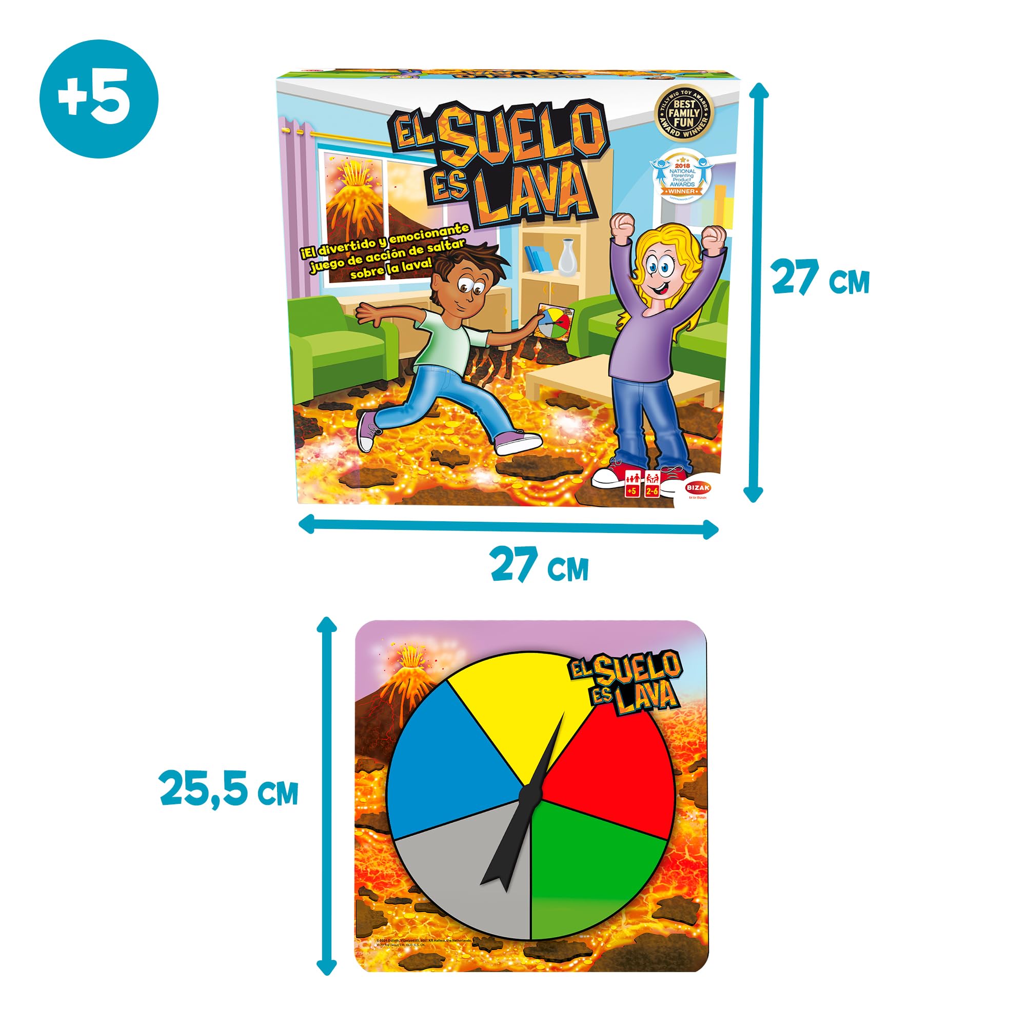 Bizak - El Suelo es Lava - Juego de Mesa Interactivo para Niños a Partir de 5 Años - Desarrolla el Equilibrio y la Coordinación - Juego Familiar para Interior o Exterior - 2 a 6 Jugadores (64554532)