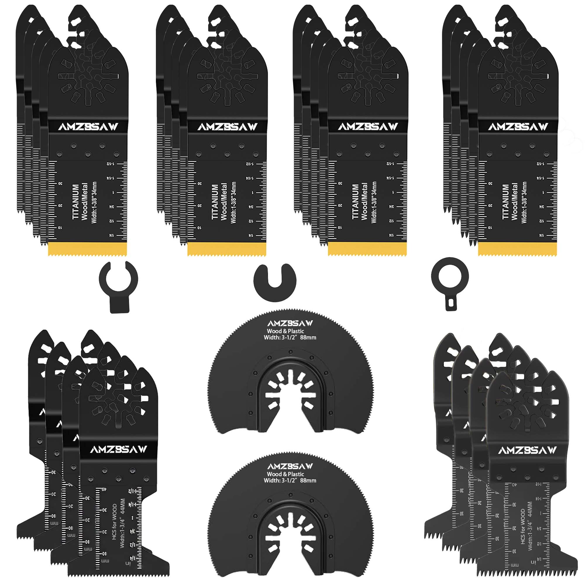 30 PCS Oscillating Tool Blades, 6 Types Oscillating Saw Blades for Metal Nails and Wood Plastic, Professional Multi Tool Blades Kits Fit Bosch Dewalt Ryobi Milwaukee