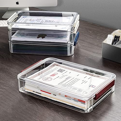 Miniatura 2 de Almacenamiento de papel para álbumes de recortes A4, caja de almacenamiento de fotos, caja de archivo de plástico (azul)