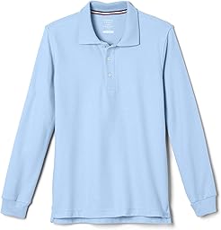 French Toast Pique Polo School Uniform Shirt with Long Sleeves for Boys and Girls