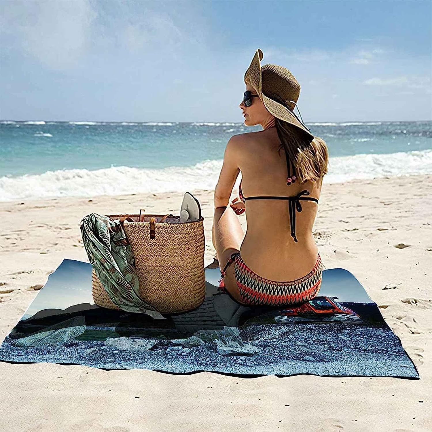 Igyhuij Serviette De Plage Accordéon, Séchage Rapide Microfibre Serviette De Bain, Accordéon Serviettes De Plage 200 X 200 Cm, Voyages, Camping